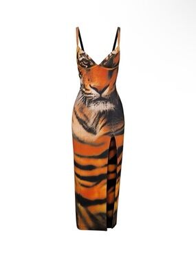 NWT Cavalli x Skims Tiger Face Midi Dress